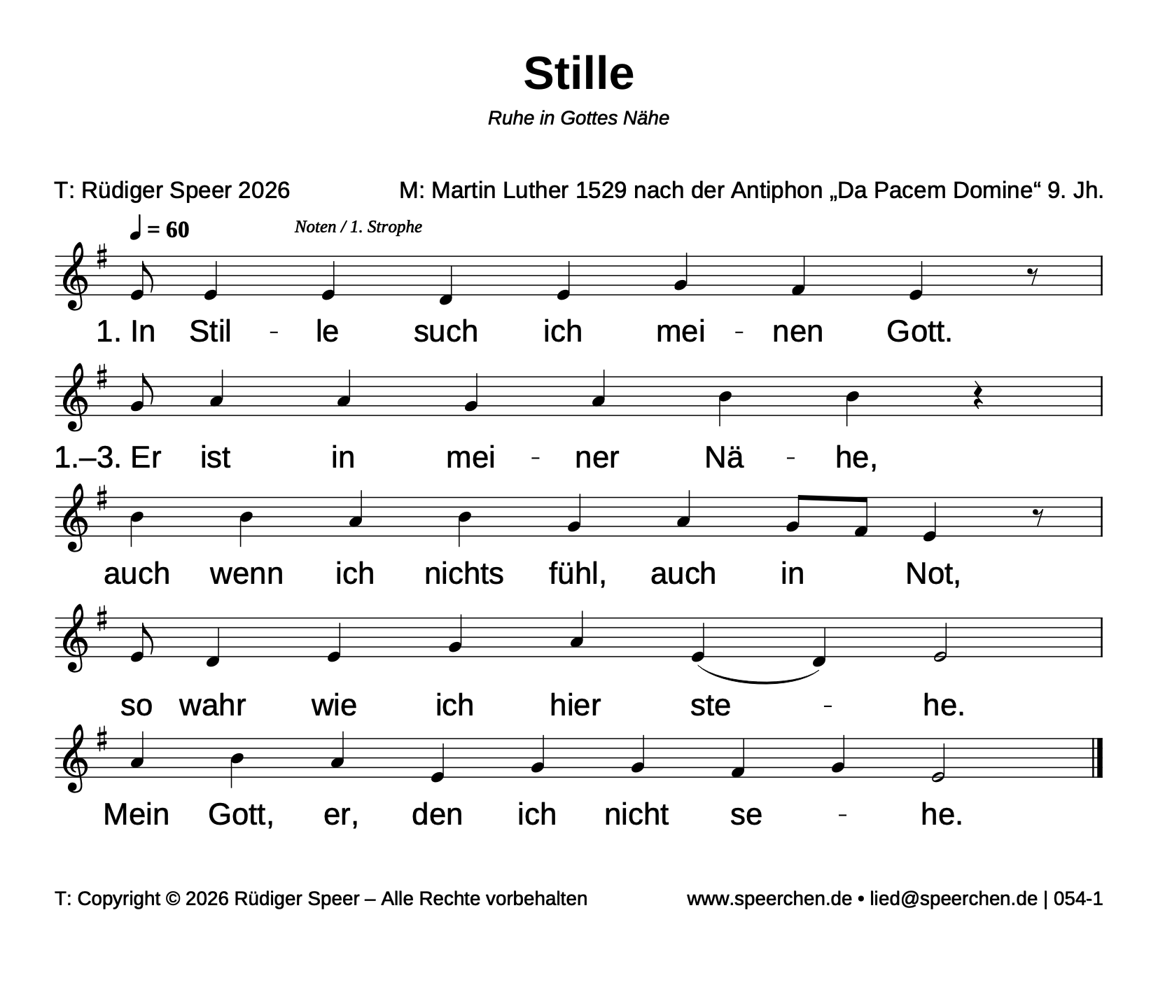 Noten mit Text der ersten Strophe